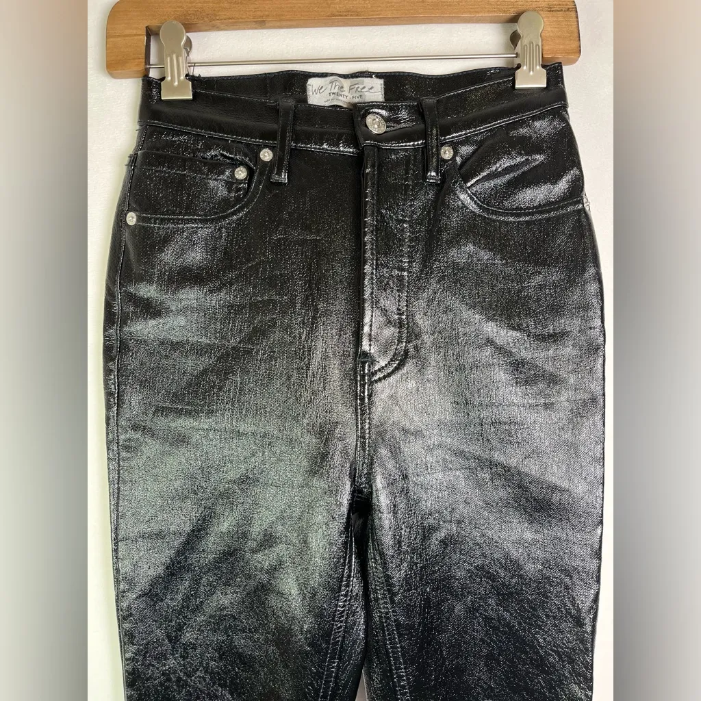 We The Free by Free People Women’s Faux Leather High Rise Skinny Jeans Size 25 - Image 3