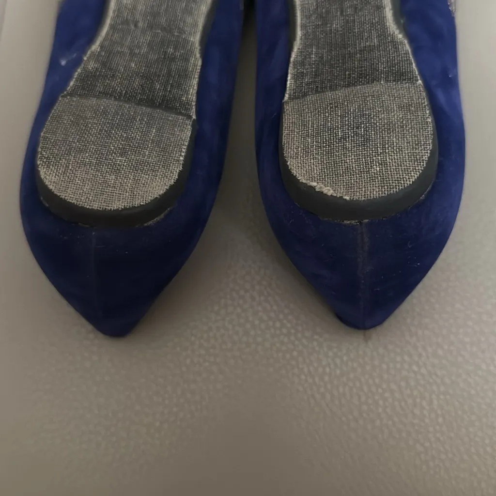 Aldo Blue Leather Studded Embroidered Pointed Toe Flats Size‎ 6 - Image 7