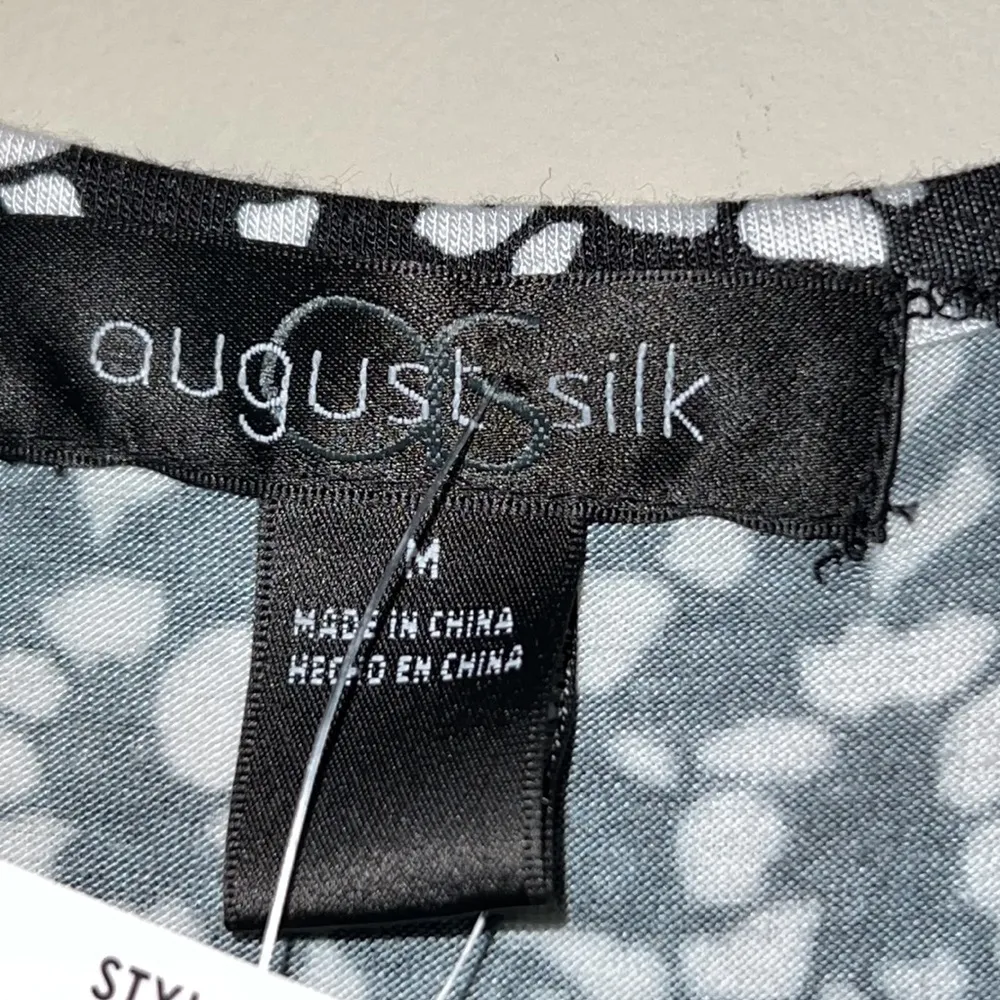 August Silk medium womens black white ditsy lace sleeveless scoop neck tank knit - Image 4