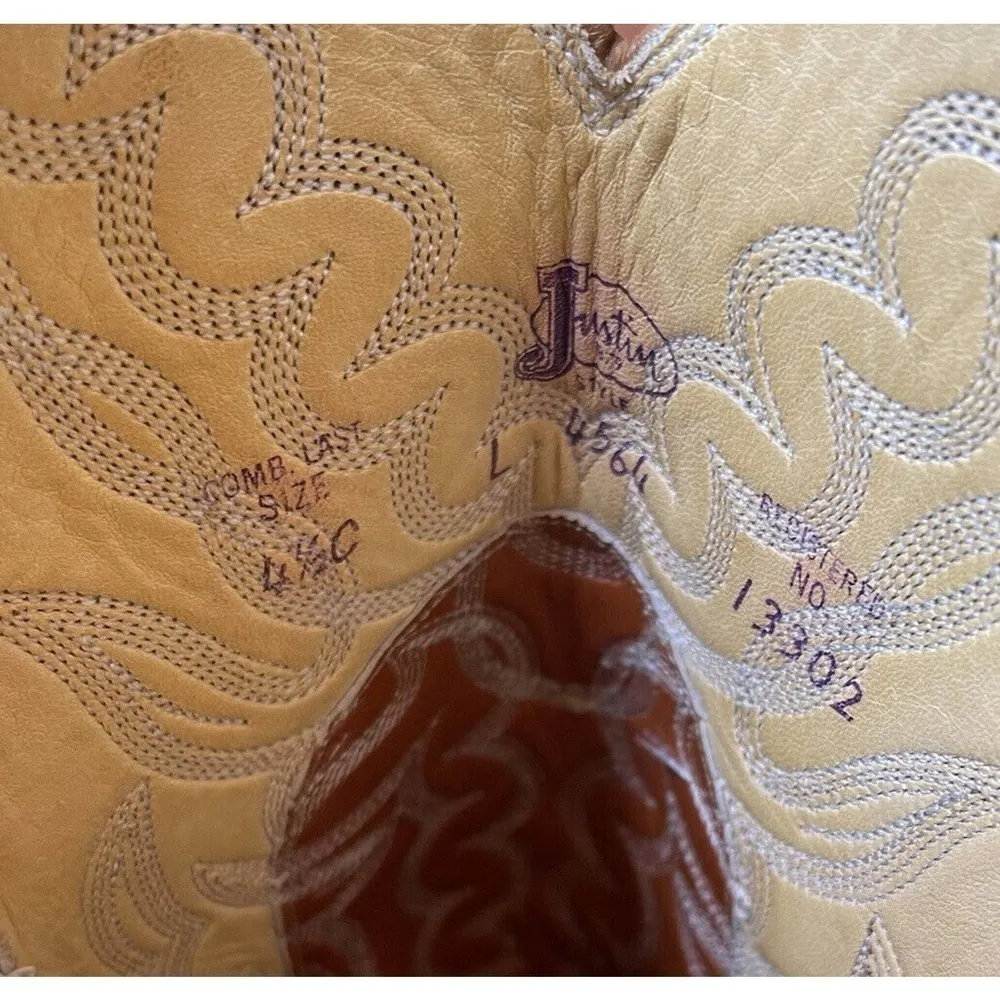 Justin Crocodile Heeled Boots Women's Brown & Burnt Orange Size 4.5 C - Image 6