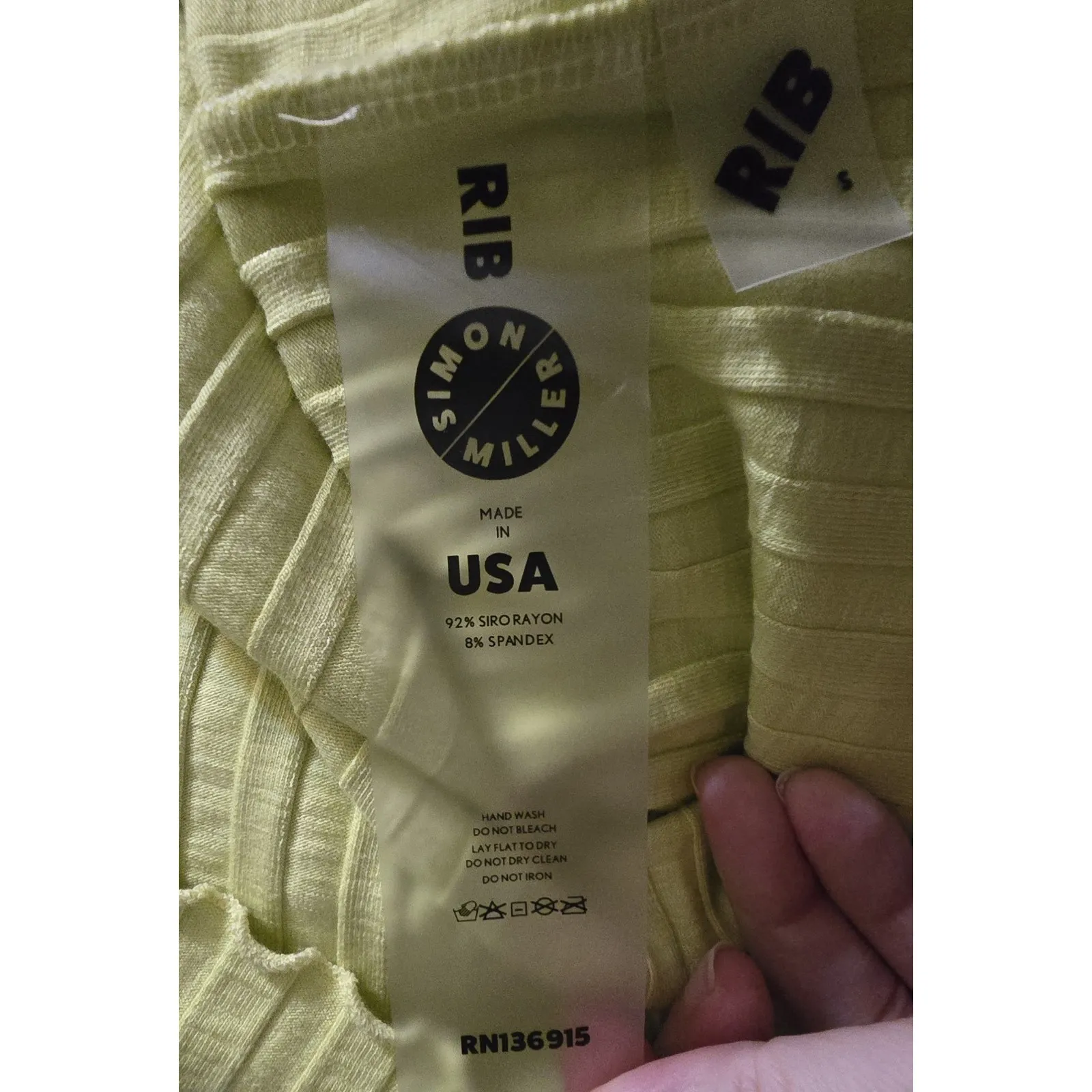 SIMON MILLER Ribbed Midi Dress Long Sleeve Crew Neck Lime Green Women's‎ Small - Image 8