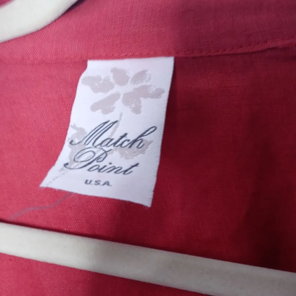 Match point linen button down tops size small Red - Image 3