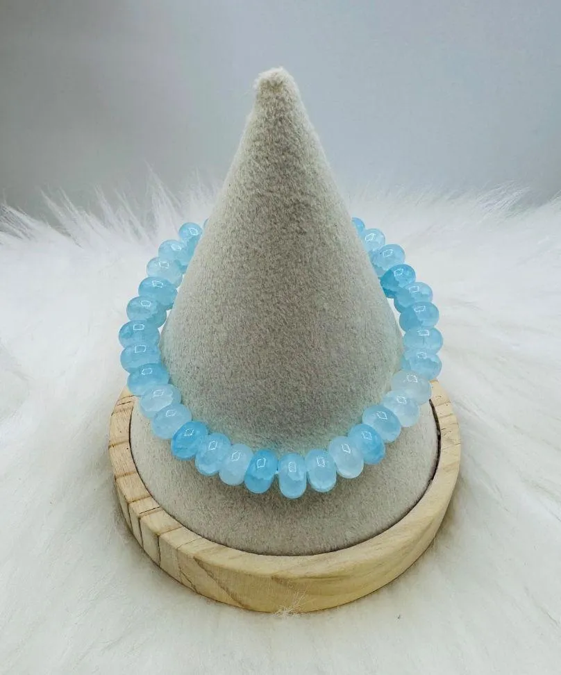 Sky Blue Tourmaline Stone Beaded Bracelet - Image 6