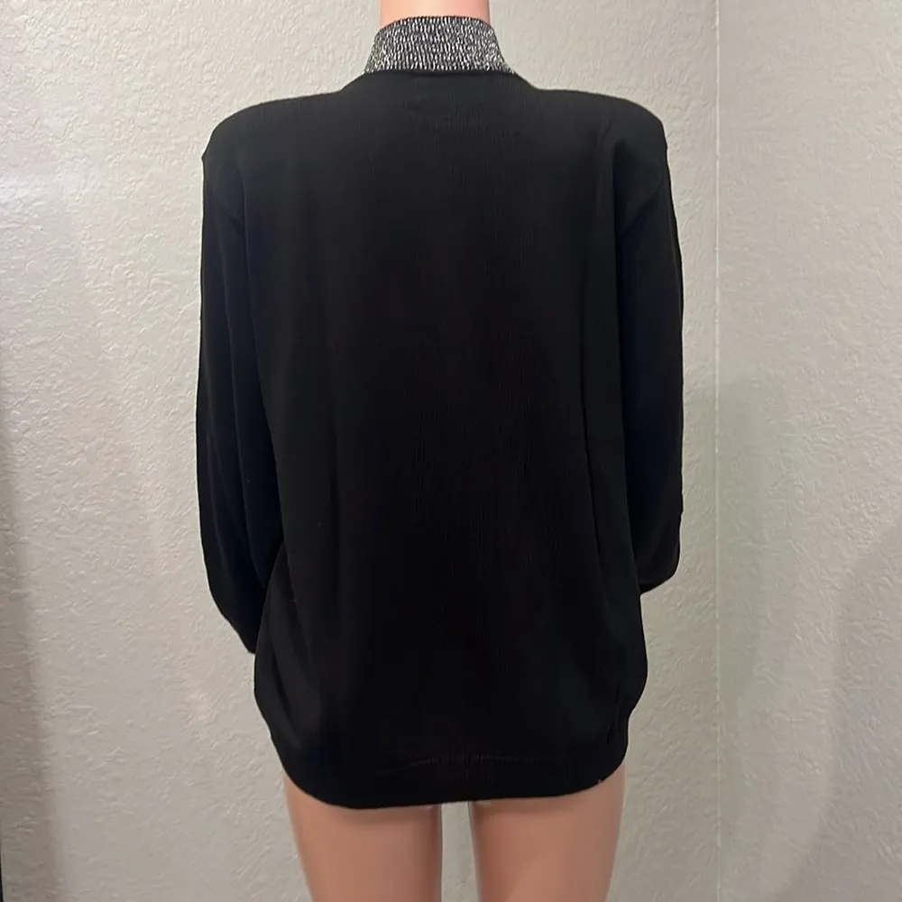 Alfred Dunner Diamond Pattern Sweater Size 1X LA SCALA BLACK SHINE SILVER NWT#83 - Image 6