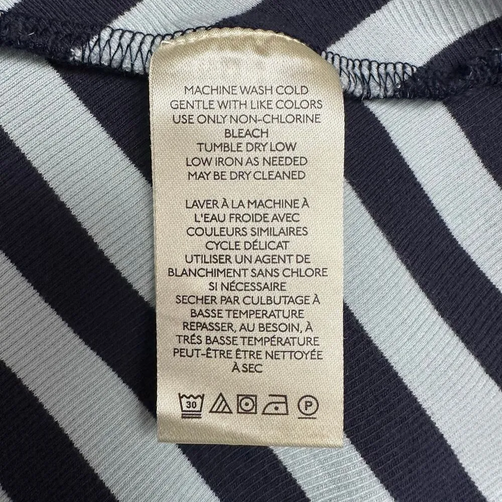 Maeve Anthropologie Small Front Zip Half Sleeve Scoop Neck Top Stretch Striped - Image 6