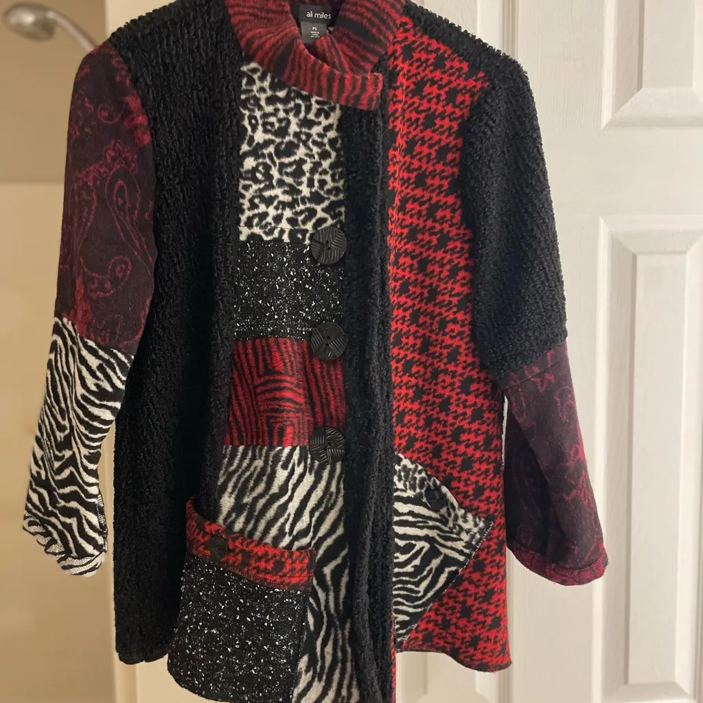 Ali Miles Patchwork Jacket/Cardigan petite small Black Size undefined - Image 2