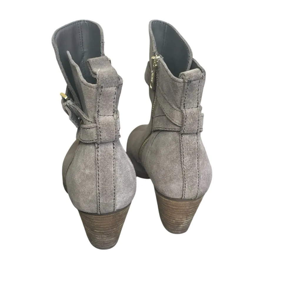 Ralph Lauren Women’s Macie Gray Suede Leather Bootie Boots‎ 8B Buckle Strap Heel - Image 4