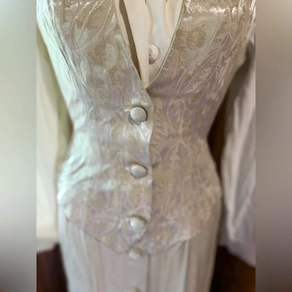 Vintage Miss Scarlet size 6 Elegant Cream Button-Up Dress‎ - Image 7