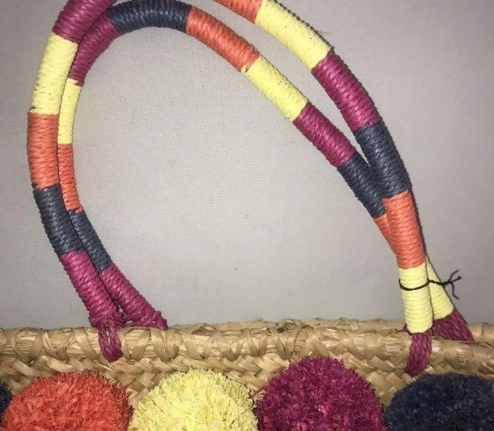 Inc International Concepts Livie Pom Pom Bag purse tote summer Tan - Image 5