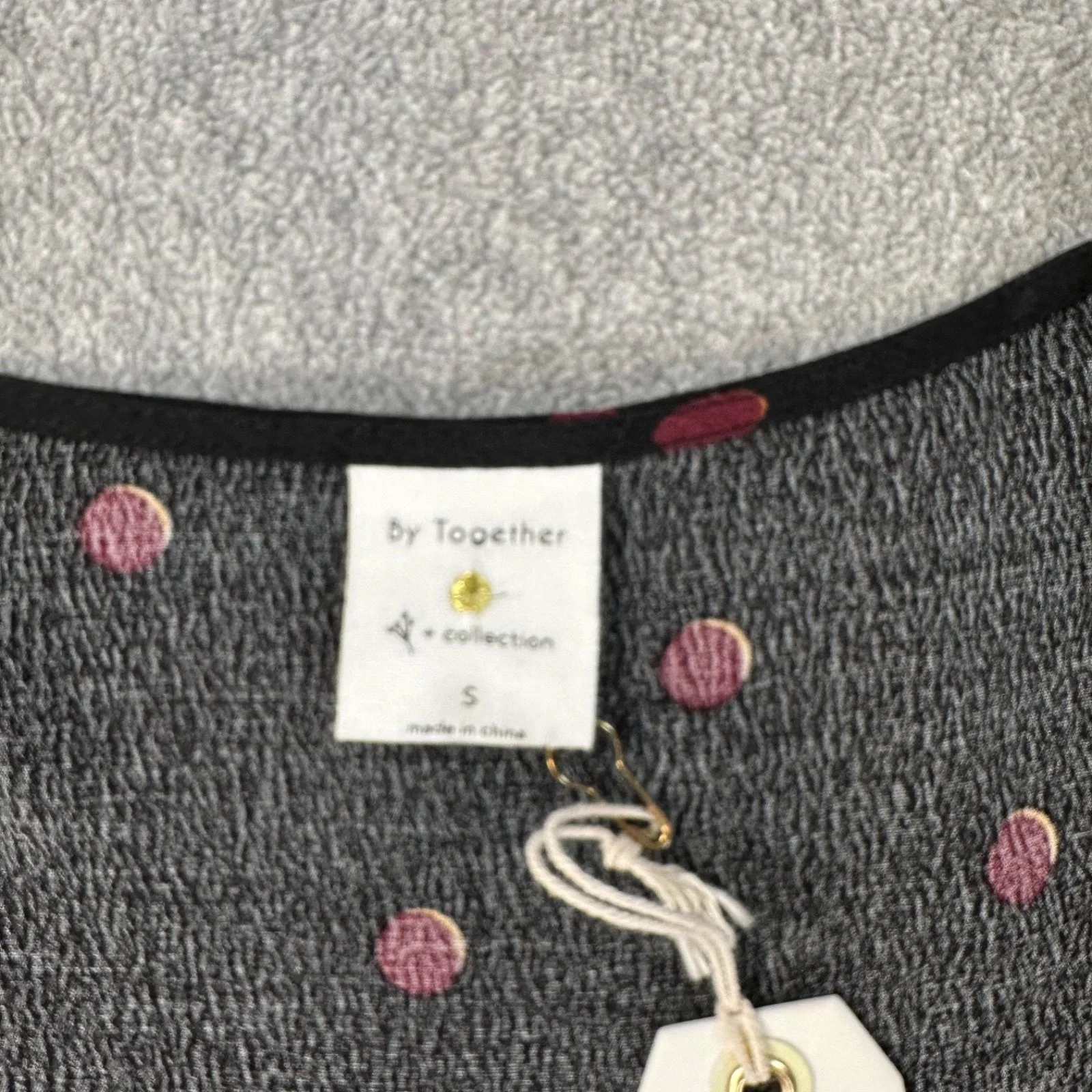 By Together Wrap Dress Women's Small Short Sleeve Bow Spotted Black V-Neck New - Image 3