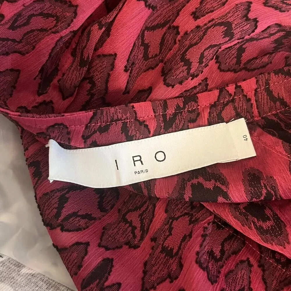 NWOT $345 Iro Women's Pink Tuba Crossover Leopard Print Blouse Top Size 40 - Image 7
