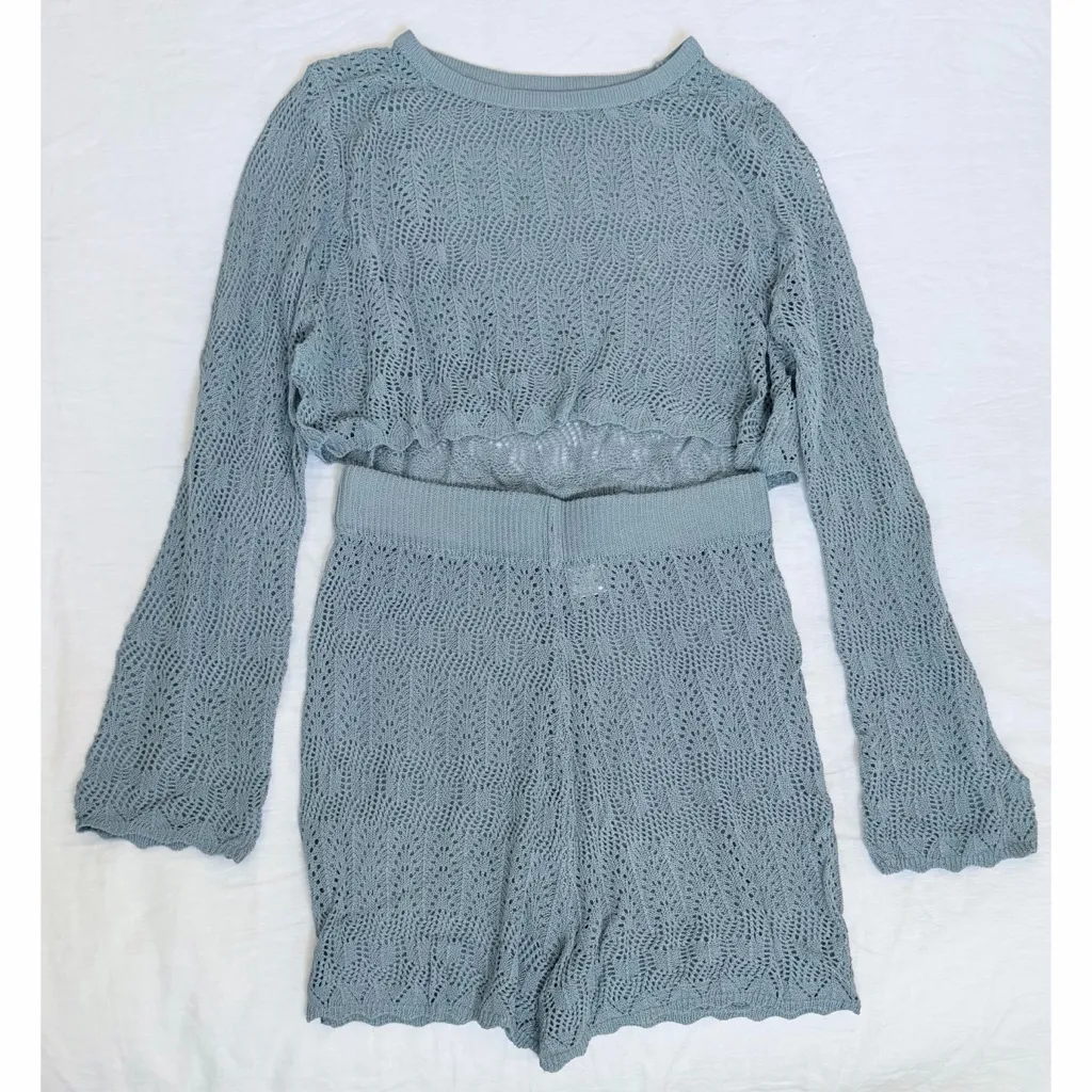 VamJump 2 Piece Knit Lounge Set Blue Size L - Image 3