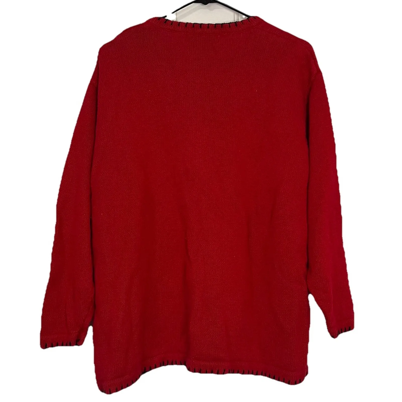 Vintage 90s Ugly Christmas Cardigan Sweater Holiday SZ 1x Grandma Core Snowman Red - Image 7