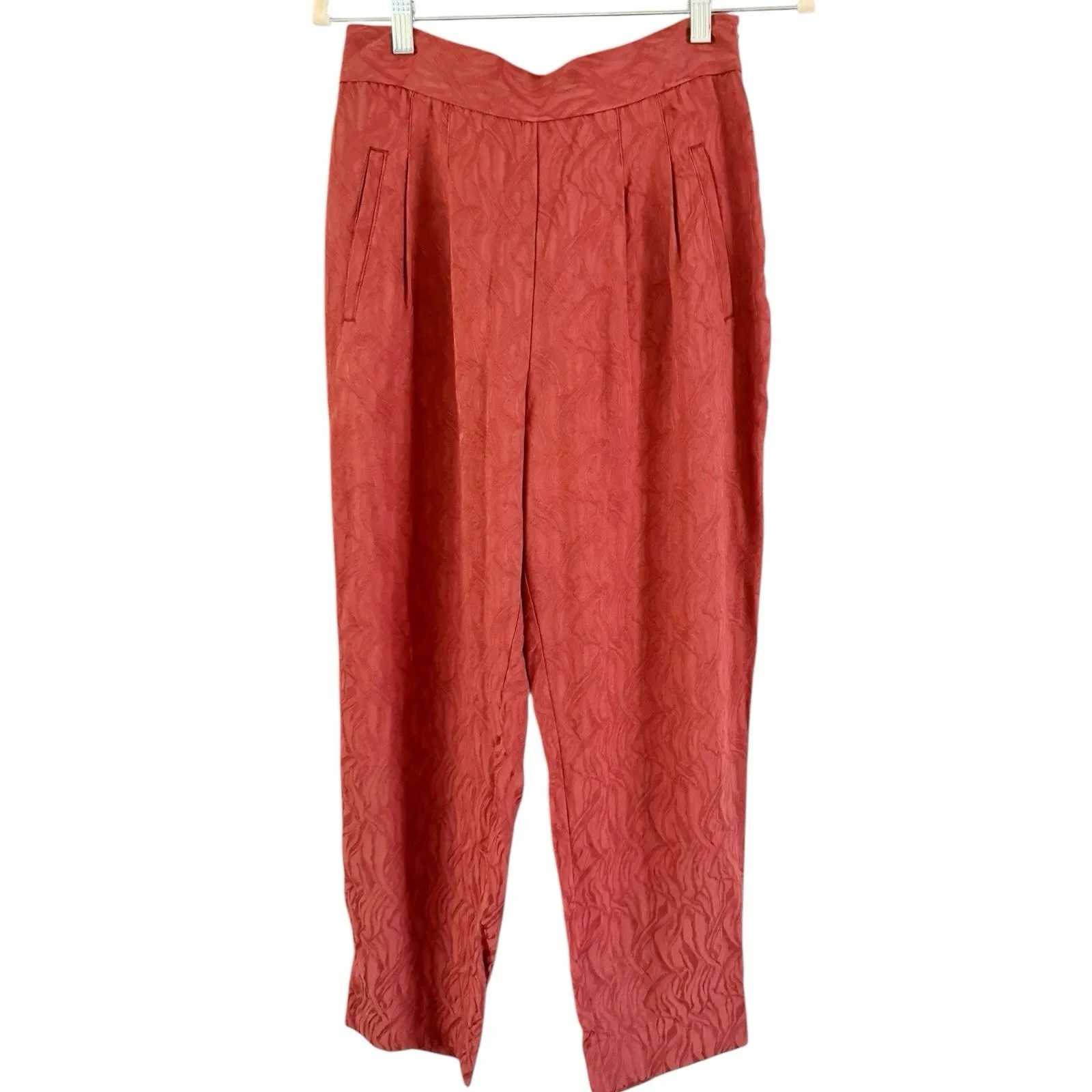 NWT Anthropologie ett:twa Aubade Tie Waist Cropped Rose Jacquard Pants Size 4 - Image 3