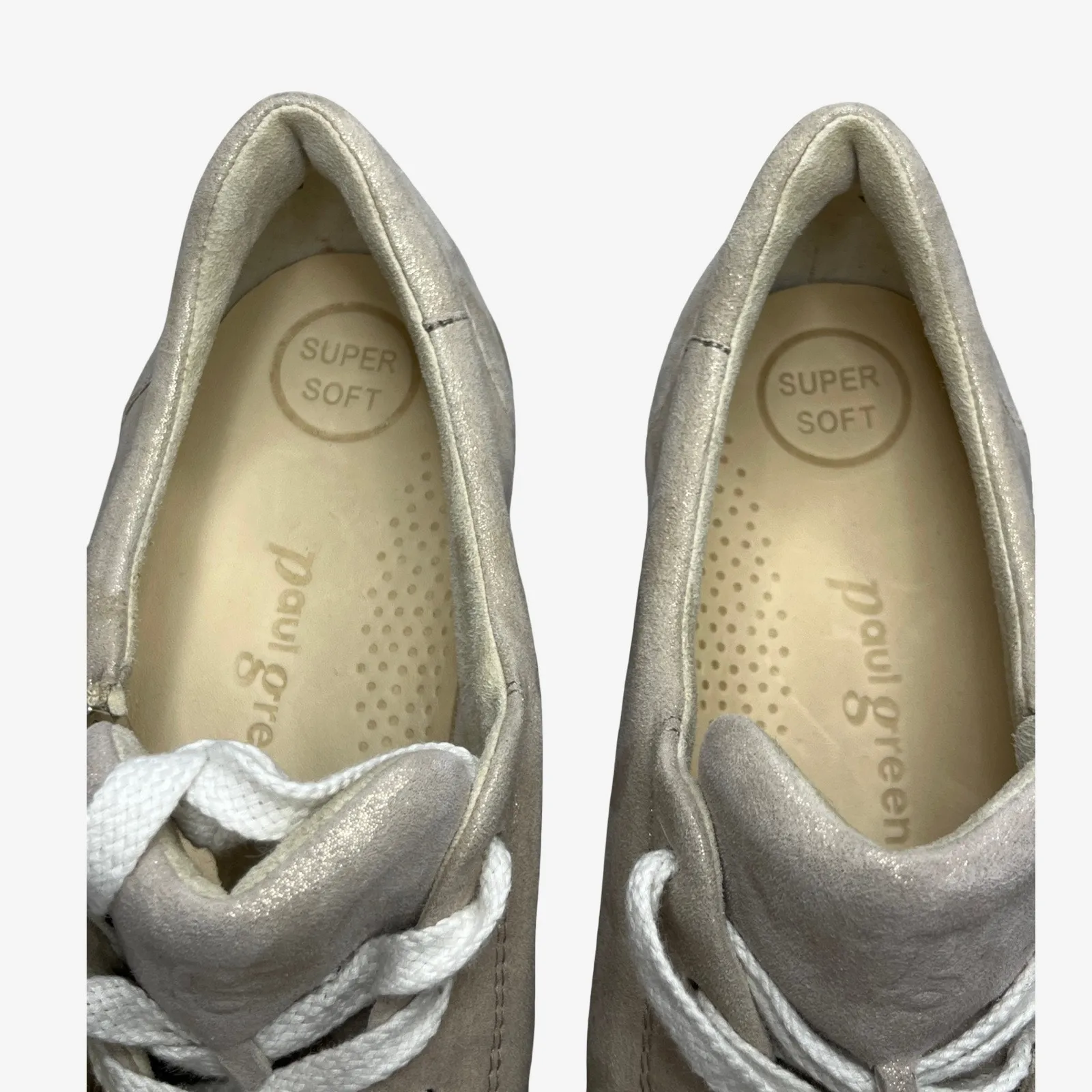 Paul Green Super Soft Leather Sneakers UK 7 ≈ US 9.5 Beige Metallic Suede - Image 5