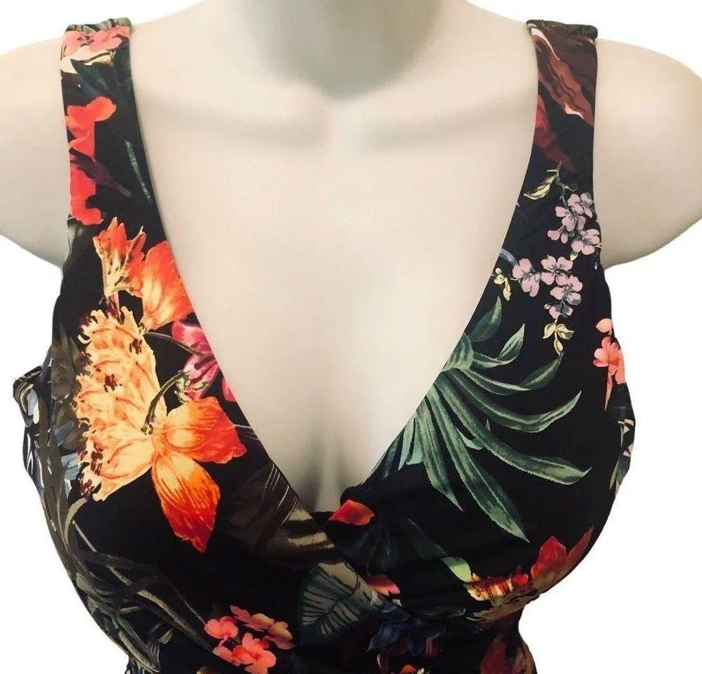 Dreamsuit One Piece Slimming Hawaiian Print Wrap Style Ruched Swimsuit Sz 10 - Image 3