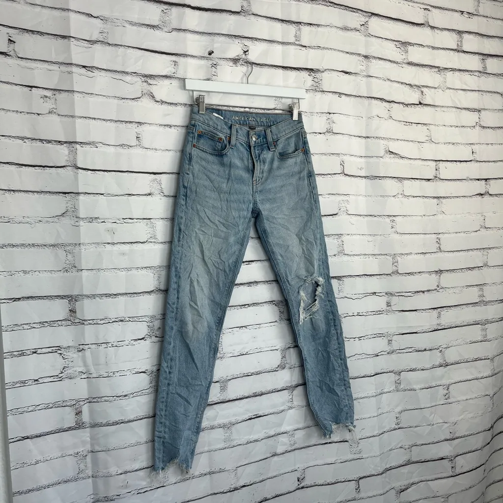 American Eagle ’90s Skinny Stretch Jeans Women’s 00 Distressed Light Wash Denim - Image 2