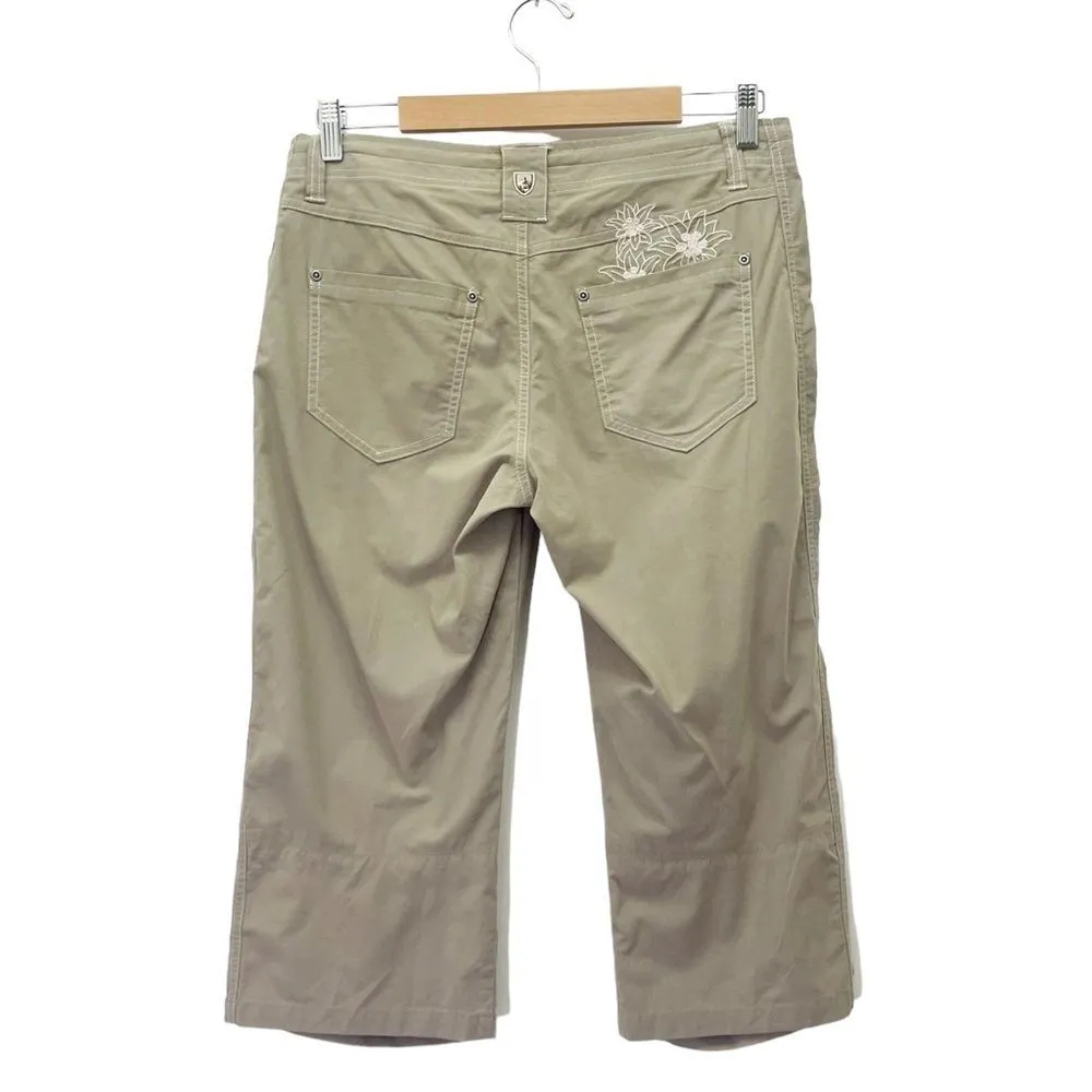 Kuhl Kendra Kapri Capri Pants Size 8 Beige Tan Cropped Hiking Pant Embroidered - Image 4