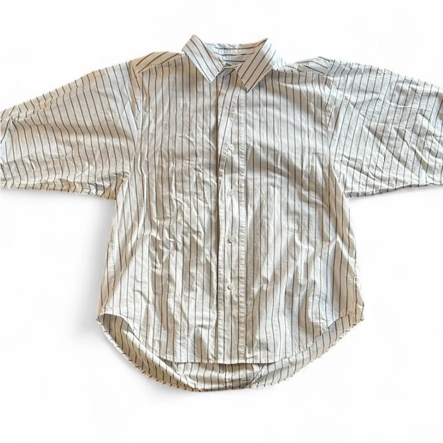 Frame Denim White and Tan/Cream Striped Button Down Shirt - Image 4