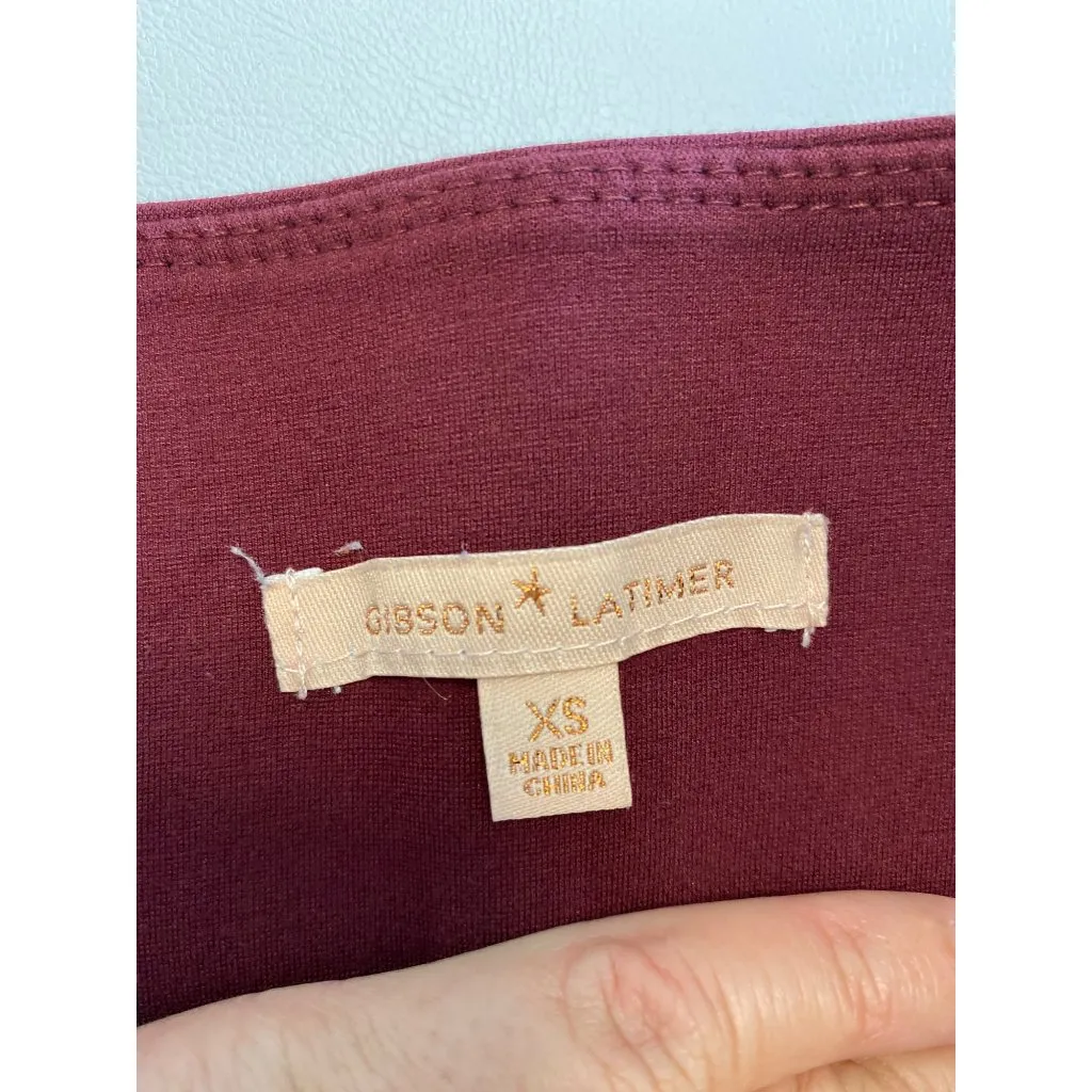 Gibson Latimer Burgundy Dress Leggings XS Rayon Blend - Image 3