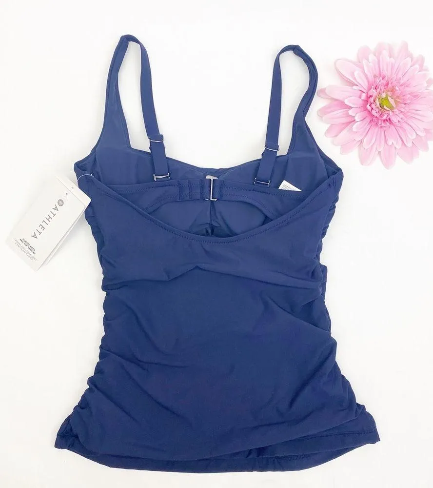 Athleta Square Neck Bra Cup Tankini Top: Navy Dress Blue - Image 10