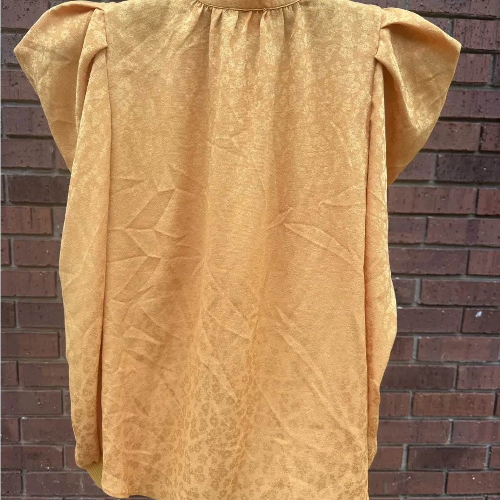 Anthropologie Current Air Mari Blouse Mustard Yellow Puff Sleeve Size Small New - Image 8