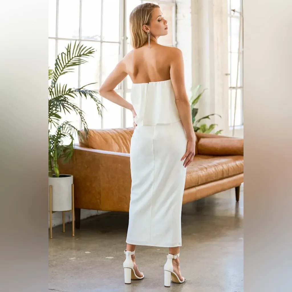 NWOT Lulu's White Strapless Satin Dress Size M - Image 3