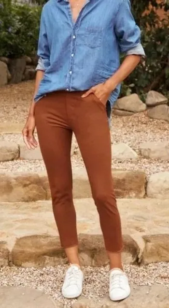 Frank & Eileen Murphy Cropped Trouser Pants Size XL Cinnamon Stretch Slim Fit - Image 1