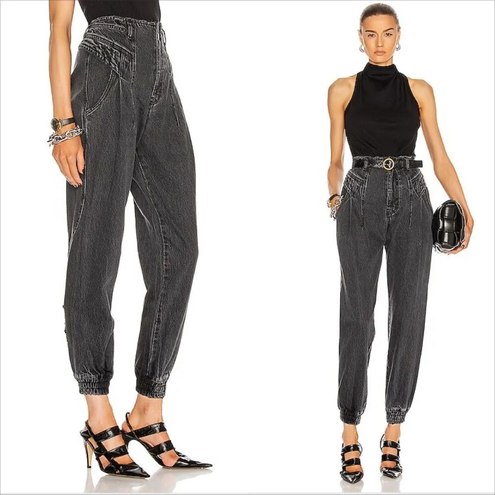 Retrofete Miriam Pant Jeans Size 29 NEW Onyx High Rise Balloon Leg Cotton Black - Image 3