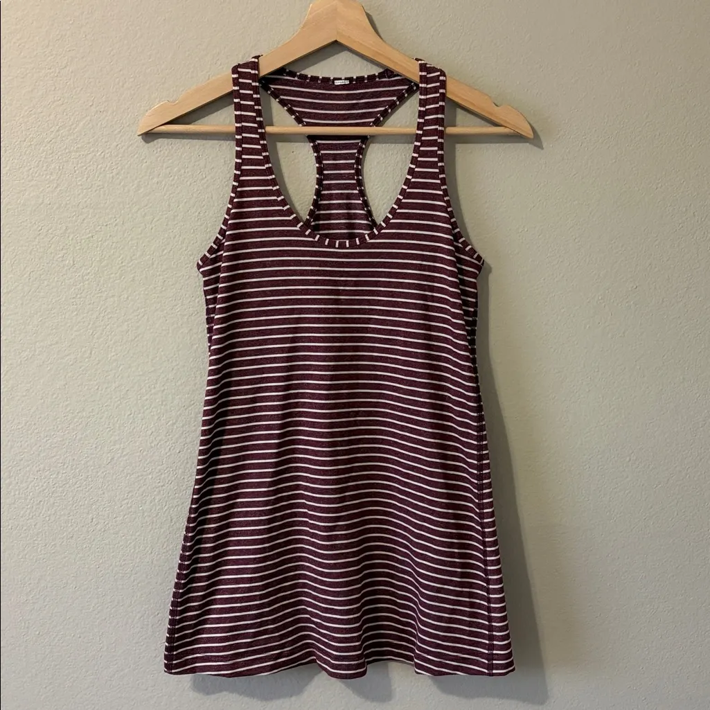 Lululemon Cool Racerback West2East Stripe Heathered Bordeaux Drama Size 6 - Image 2