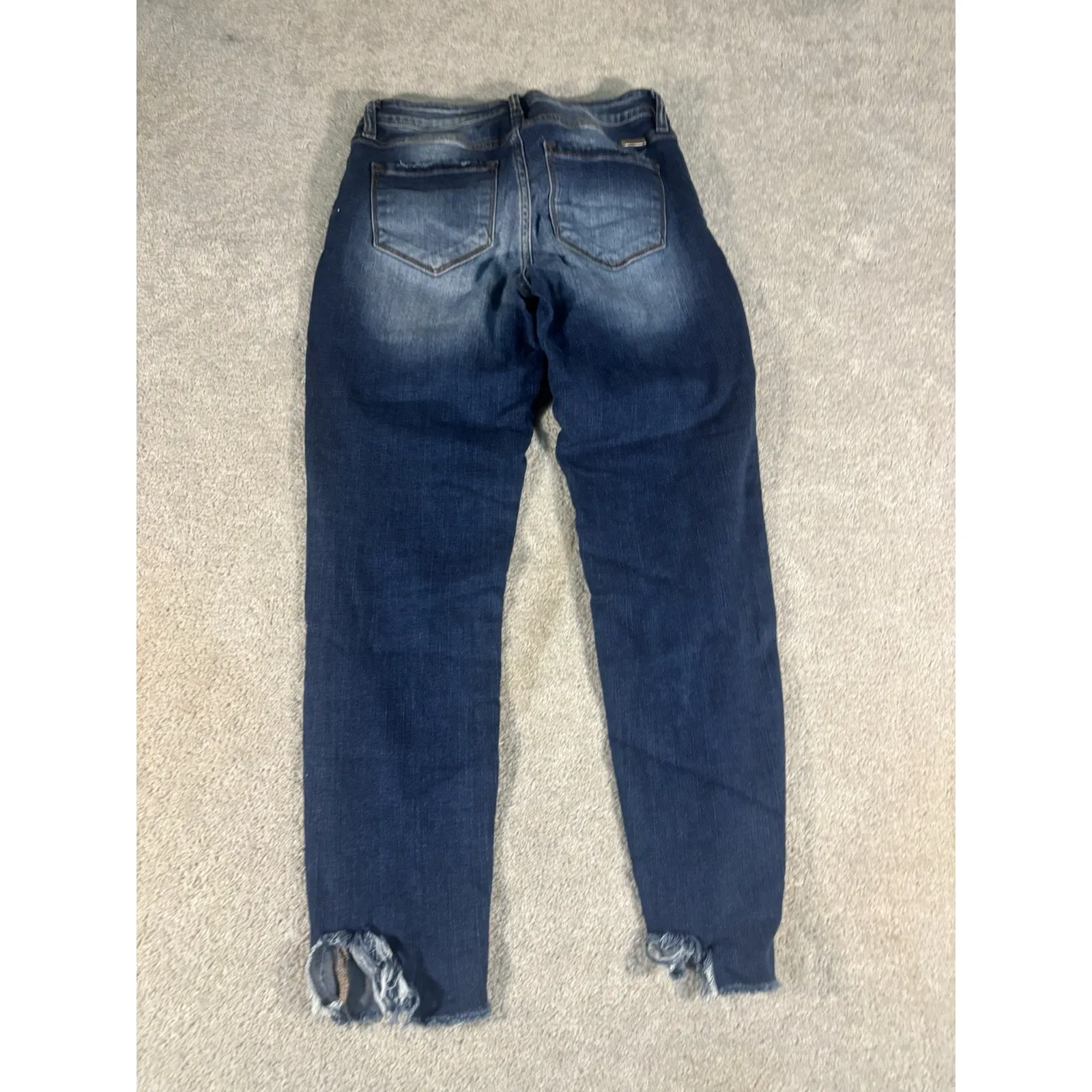 Kancan Jeans Womens Size 7/27 Blue Distressed Skinny Mid Rise Raw Hem Button Fly - Image 8