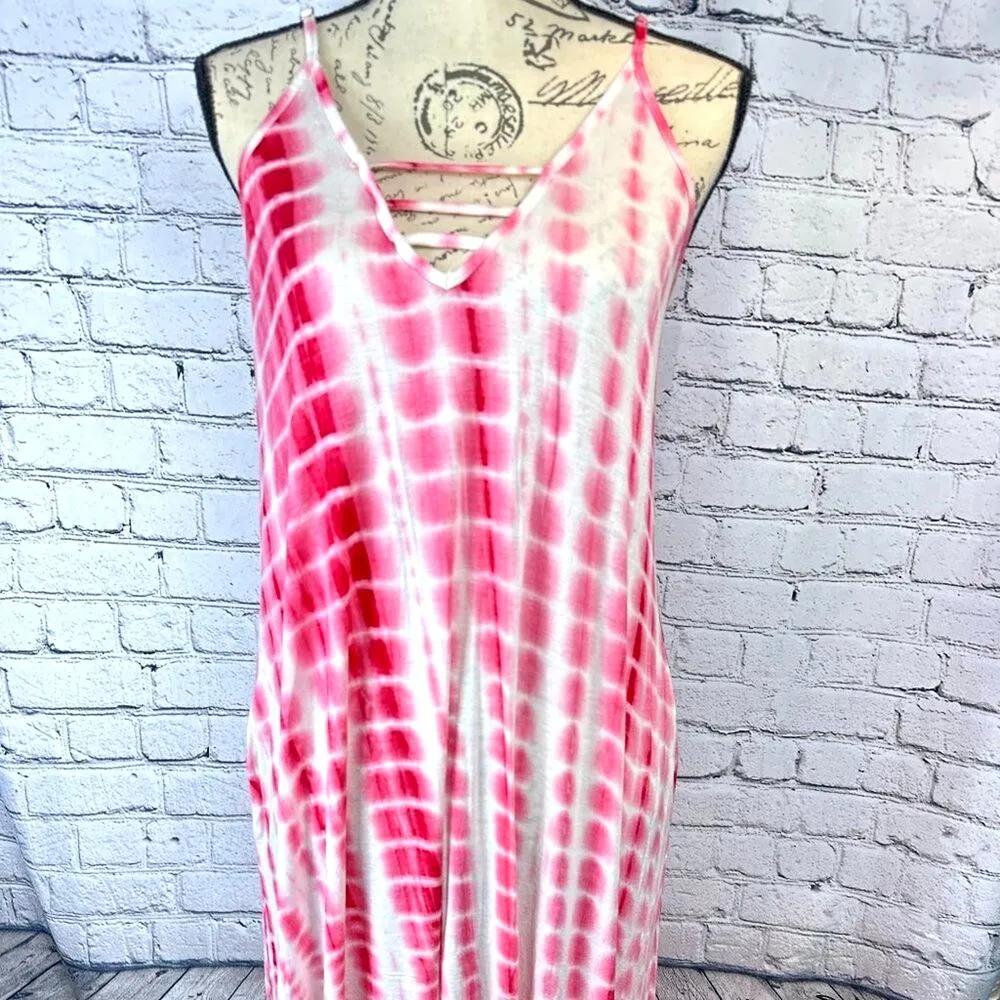 JayJay Loose Fitting Tie Dye Print Maxi Dress Pockets - Image 12