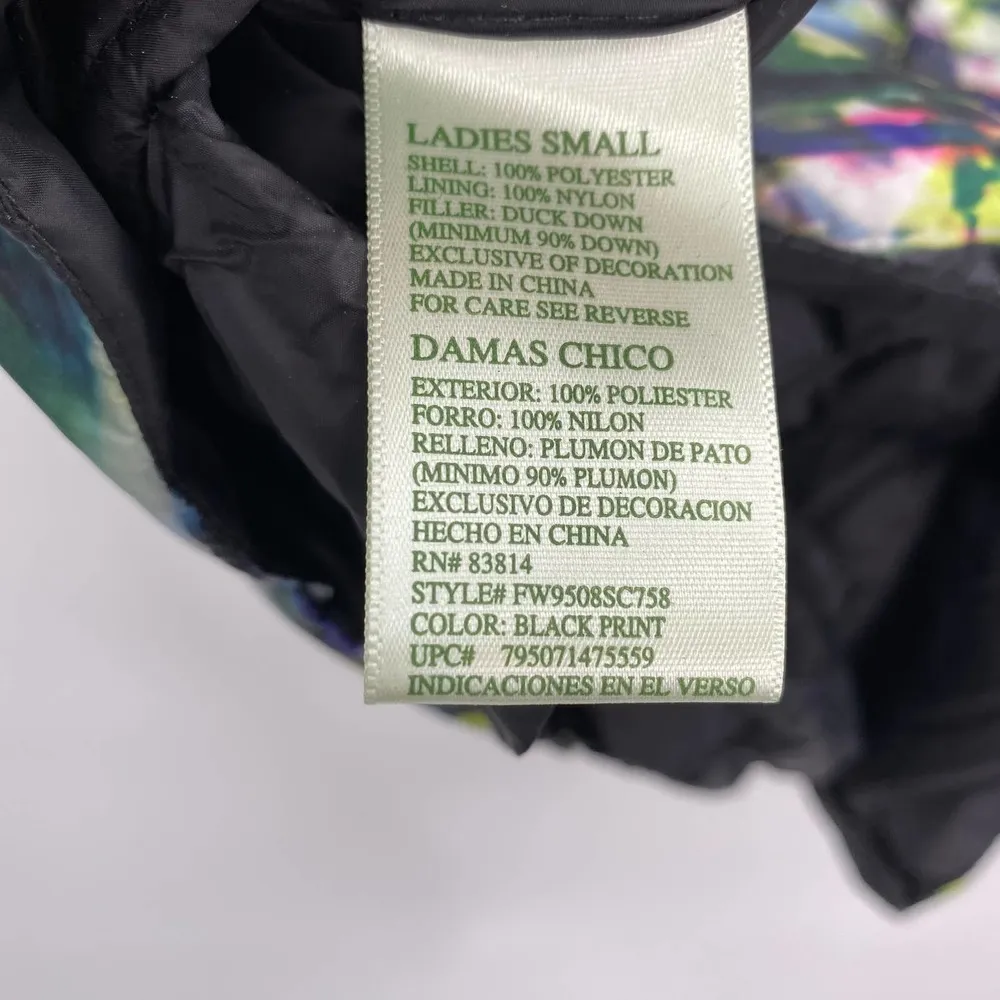 Tangerine Duck Down Puffer Vest Lightweight Packable Printed Size Small NWOT - Image 8