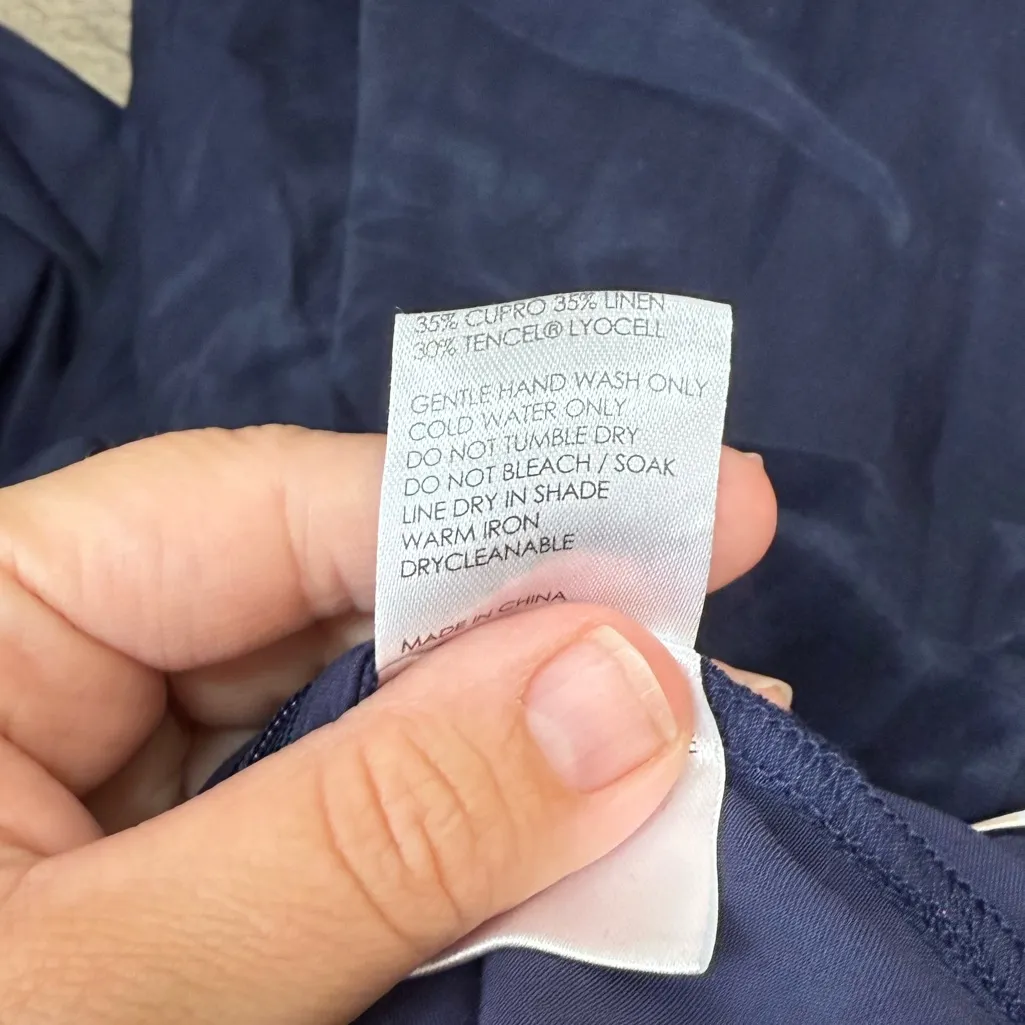 ANTHROPOLOGIE SANCIA ODA V-NECK HALTER JUMPSUIT ROMPER‎ NAVY BLUE SMALL - Image 6