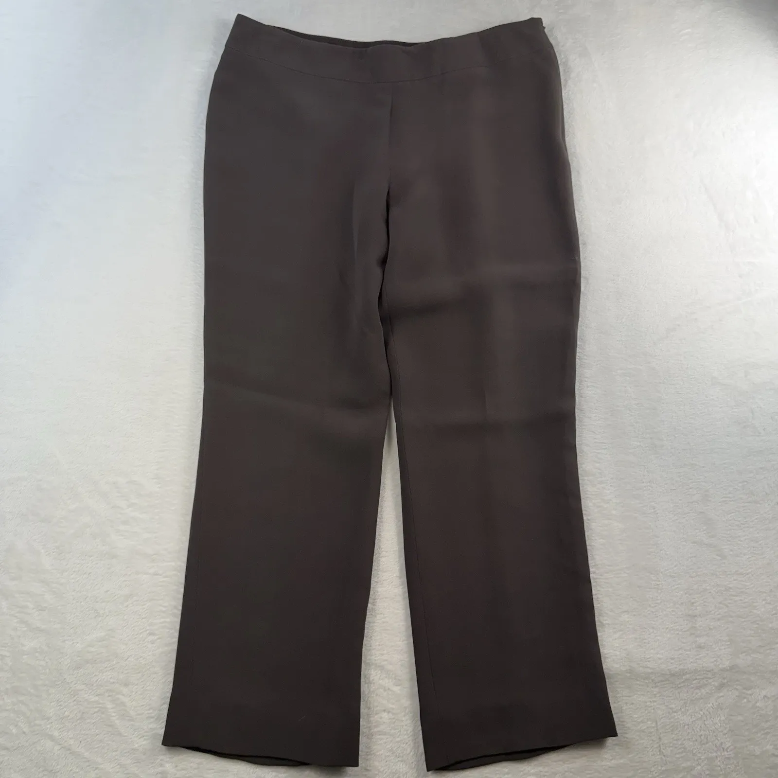 Giorgio Armani Sz 10 Silk Wide Leg Pants Brown Italian Satin Side Zip Designer - Image 2