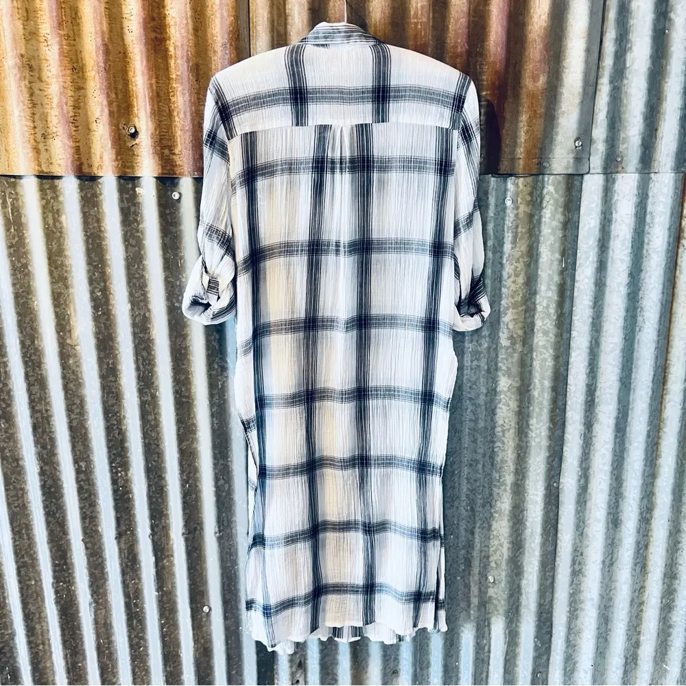 Calvin Klein Womens Plaid Artist Shirt Dress Tunic Cover-Up Double Slits Sz M/L - Image 3