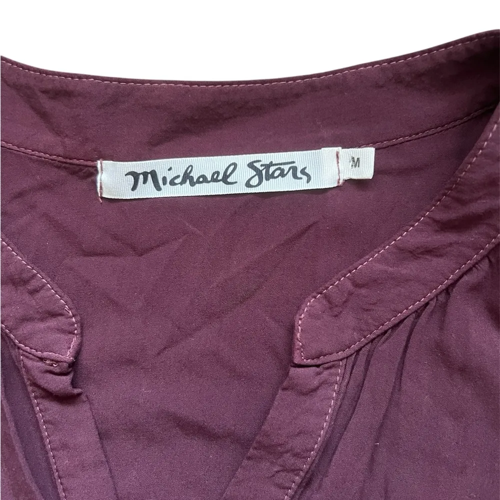 Michael Stars V-Neck Shirt Dress in Rosewood | Medium - Image 4