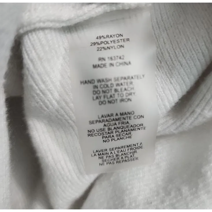 Womens Sweater Light Beige V Neck Relaxed Fit Curved Hem‎ Cozy Minimalist XL - Image 5