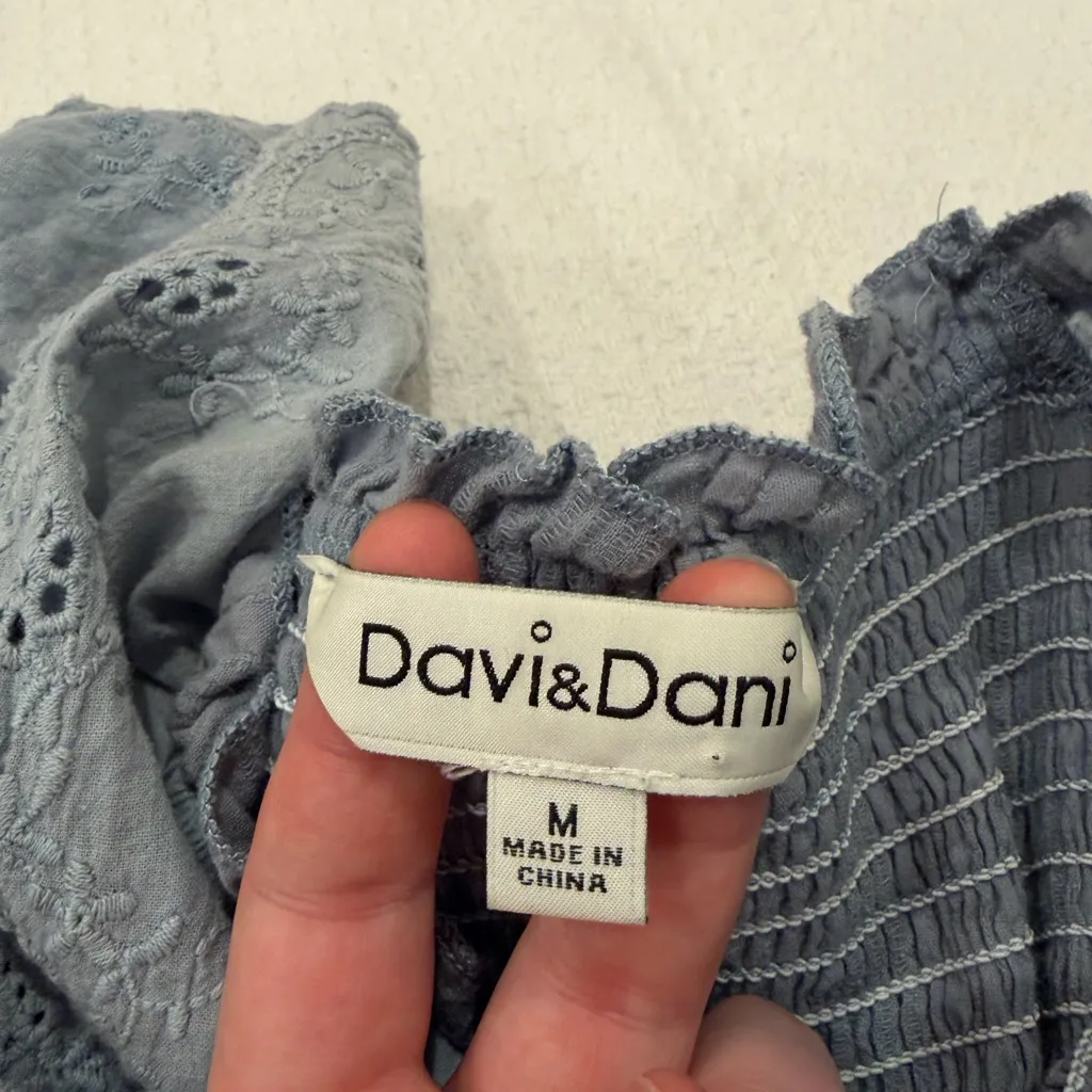 DAVI & DANI Pastel Blue Boho Chic Revival Tiered Maxi Party Dress Size Medium - Image 5