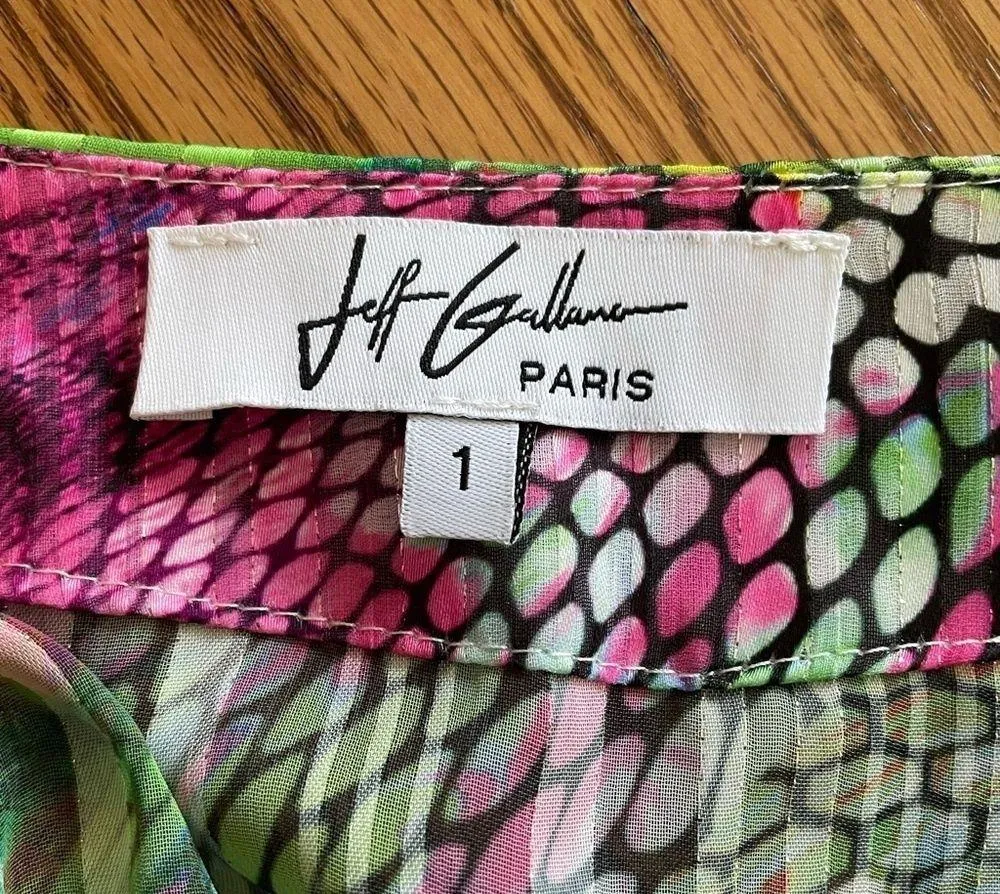 Jeff Gallano Paris Mixed Print Colorful Blouse Size 1 S/M V Neck Long Sleeve - Image 2