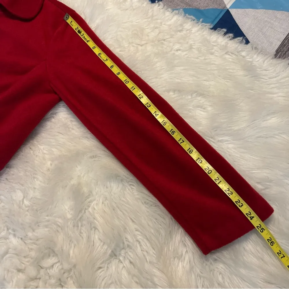 Susan Graver Red Fleece Button Up Coat Jacket Women’s Size Medium Unlined - Image 12