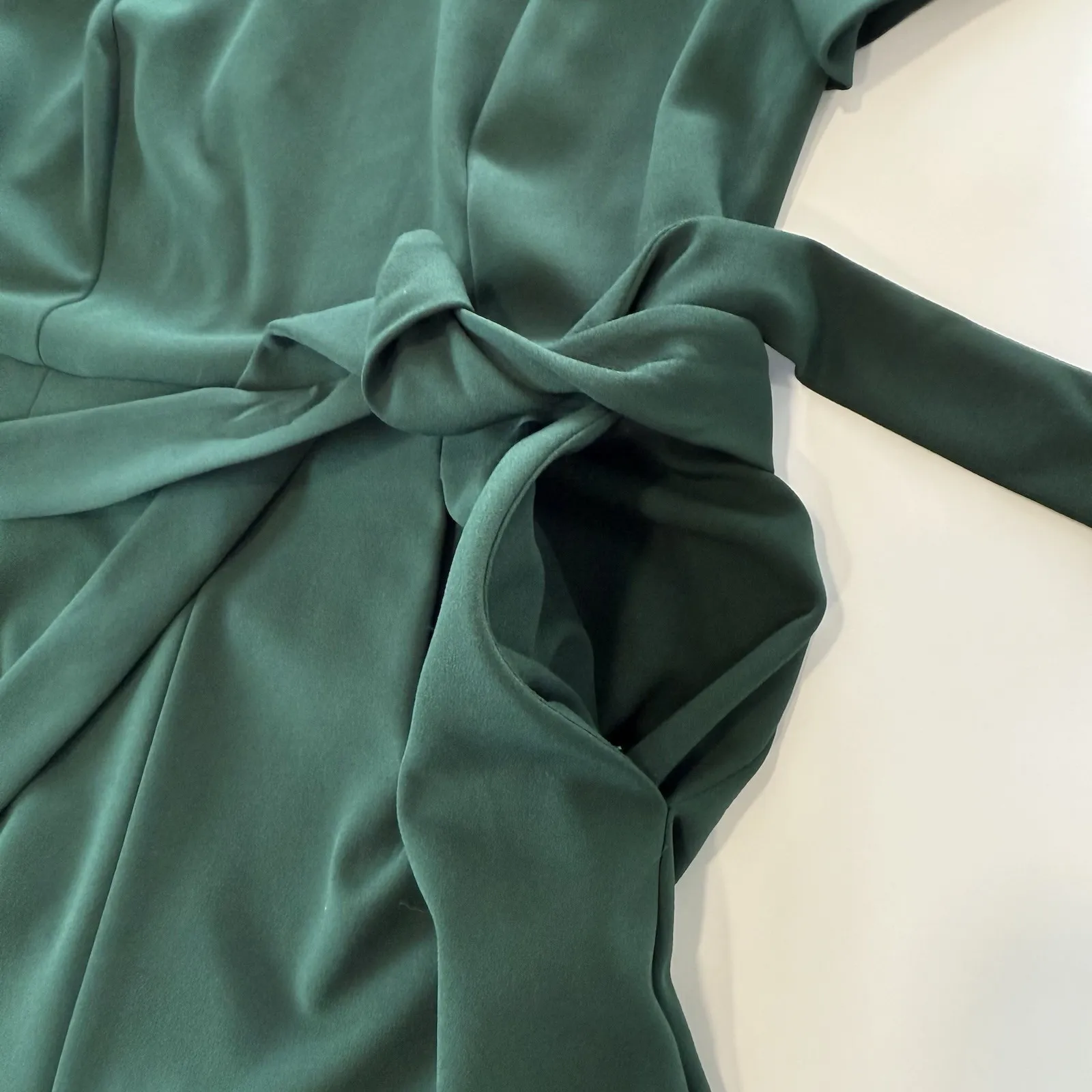 Calvin Klein Green Puff Sleeve Belt Stretch Wide Leg‎ Crop Jumpsuit 12 Pockets - Image 5