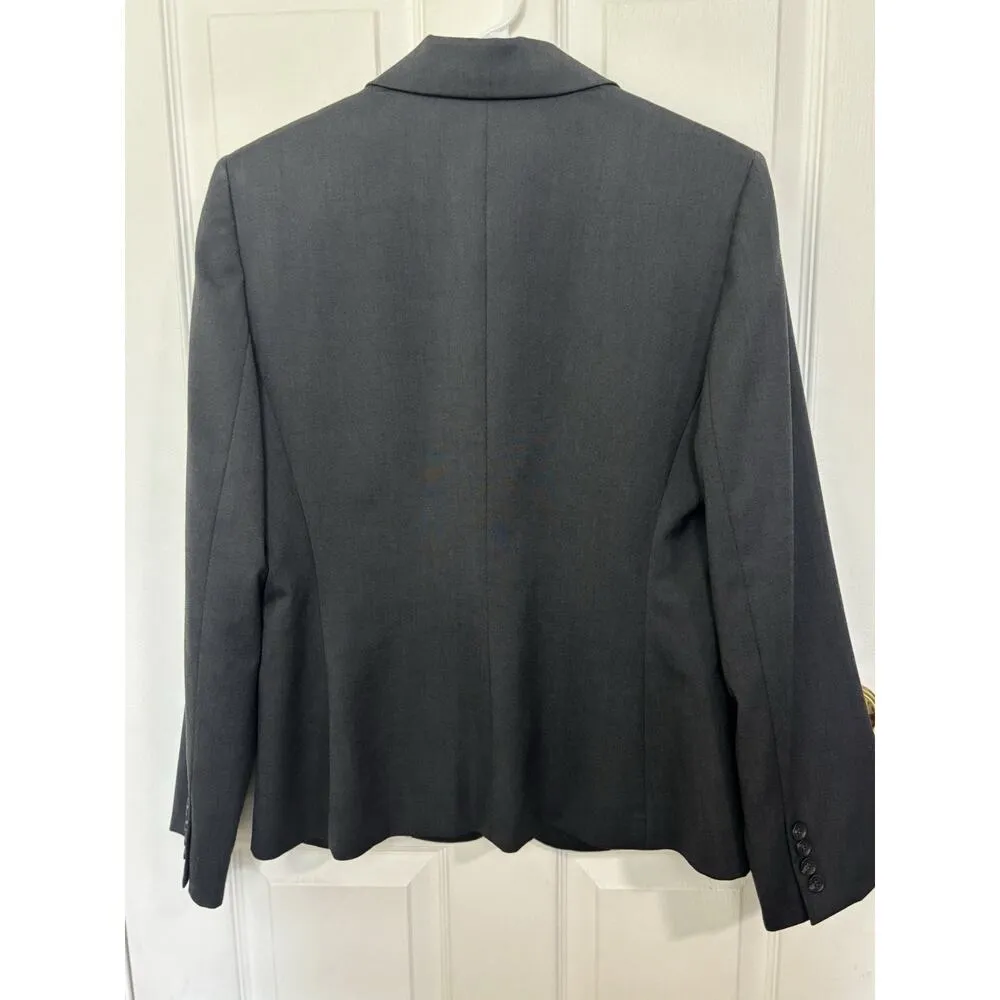 Tahari Women’s Dark Grey Button Blazer Jacket Size 8 Single Breasted One Button - Image 2