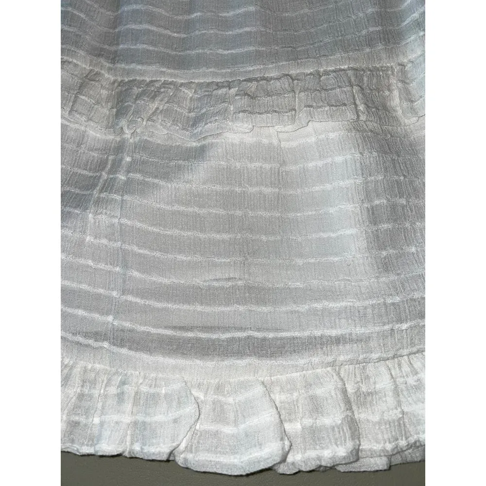 Le Lis White Ruffled Tie Tiered Lined Sleeveless Square Neck Tank Top - Image 6