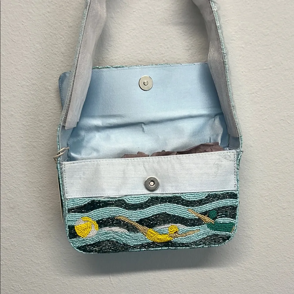 Sol and Mer Swimmers Beaded Shoulder Bag 🩵💛❤️ Blue - Image 4