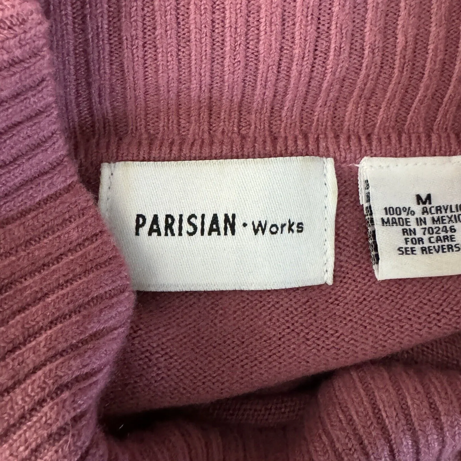 Parisian Sweater Womens Medium Mauve Pink Button Neck Casual Work Office Preppy‎ - Image 7