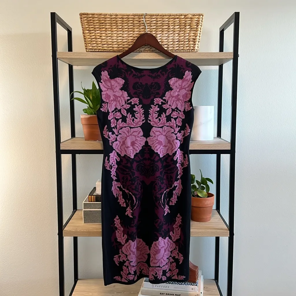 Ann Taylor Cotton Blend Jacquard Light-weight Sweater Knit Dress, S - Image 5