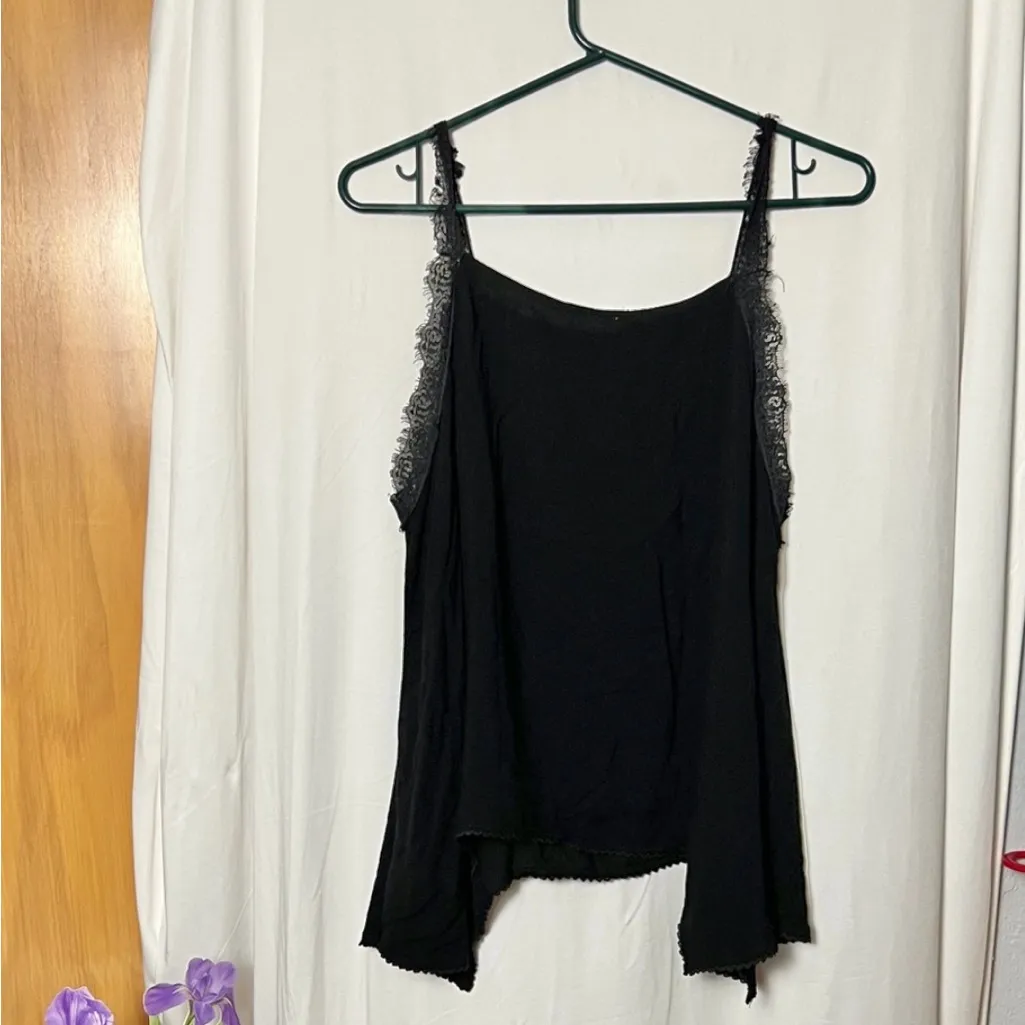 Free People Intimately Elegant Black Lace Strap Dobby Dot Cami Size Large - Image 6