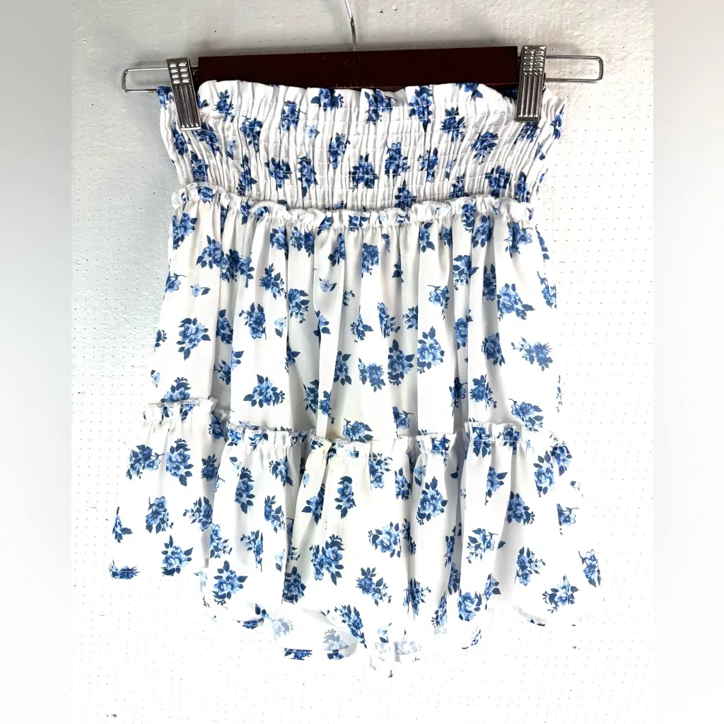 Altar'd State S White and Blue Floral Mini Skirt - Image 6