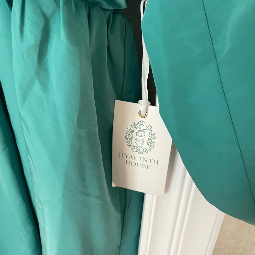 Tuckernuck Hyacinth House Genevieve Ruched Puff Sleeve Mini Dress in Emerald - Image 6